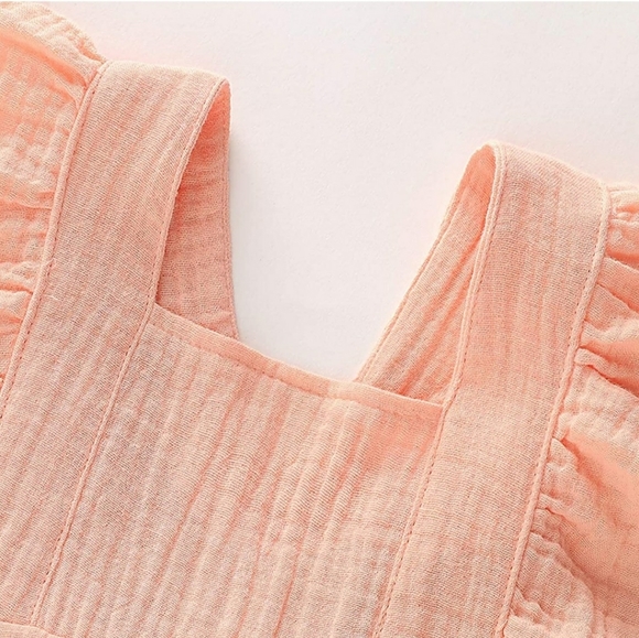 Peach baby girl cotton romper - Picture 3 of 6
